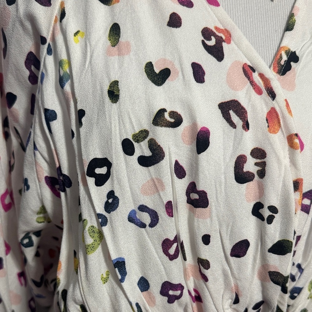 white birch Cream Multicolor Leopard Tiered V-Neck Mini Dress - Picture 2 of 5